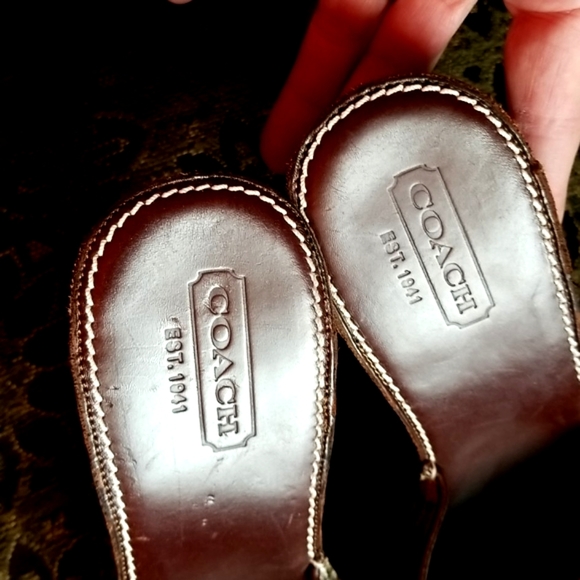 Vtg COACH POPPYS for PEACE Flowers MULES Leather Suede Applique Clogs Heels 8.5m - Picture 9 of 16